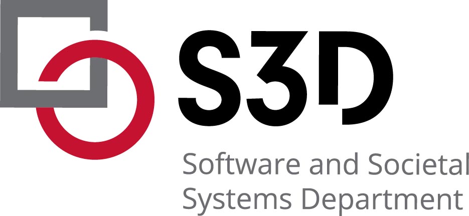  The letters S and D appear with a number 3 between them. Software and Societal Systems Department appears below the logo.